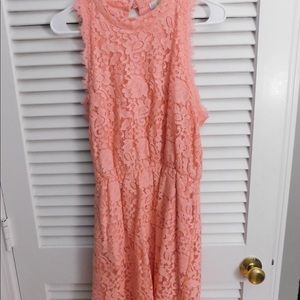 Lace coral knee length dress